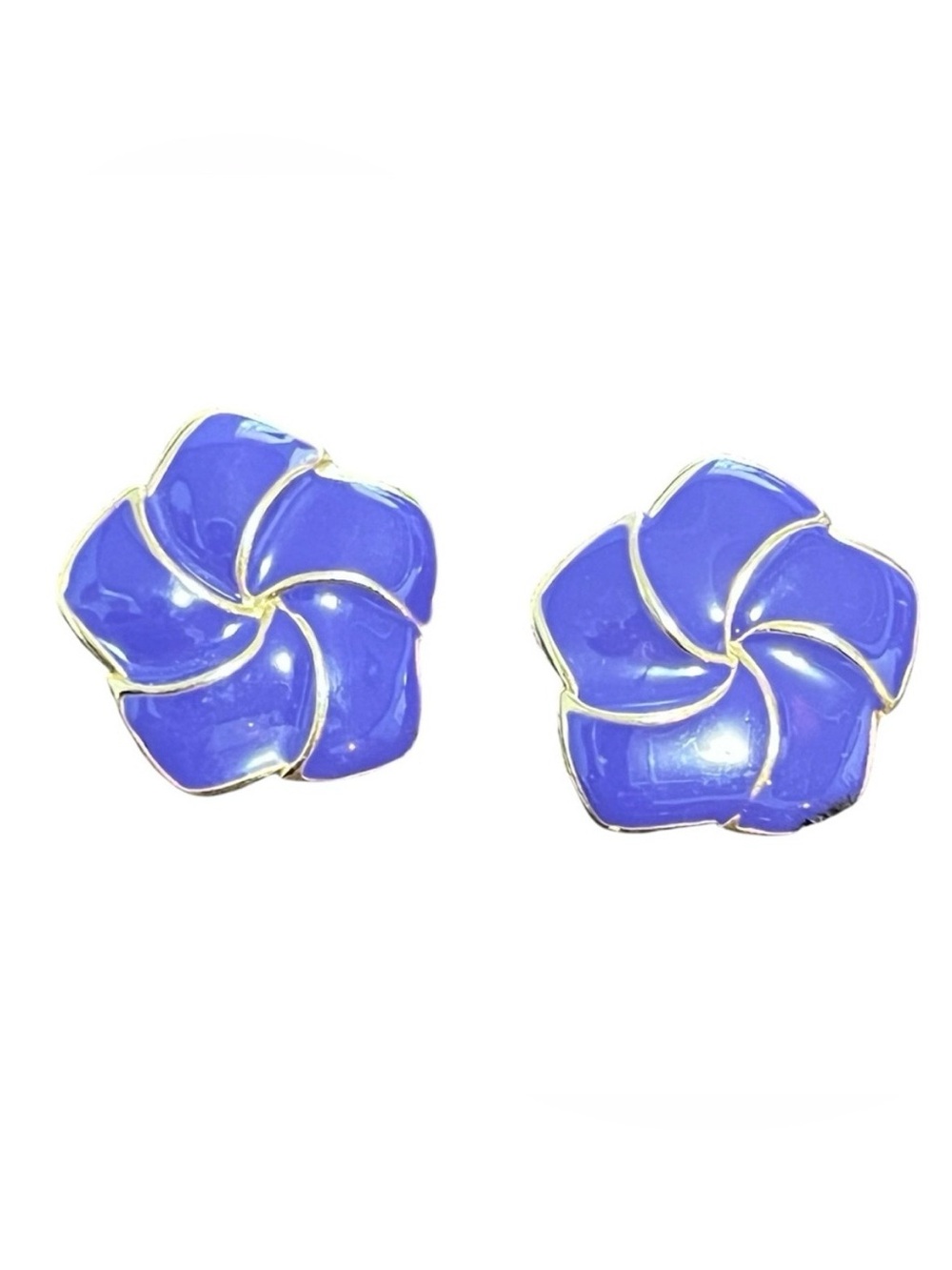 Enameled Purple Earrings Violet Flower Stud